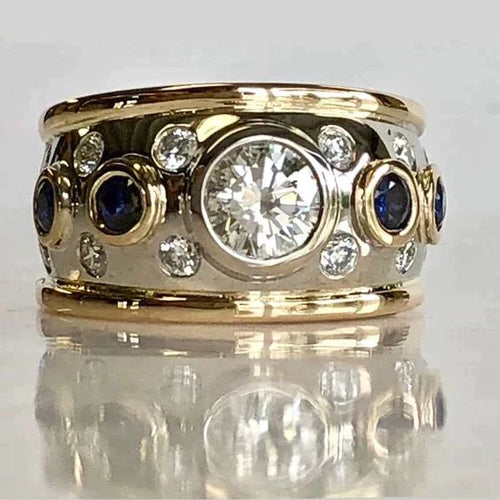 Antique Gold Inlay Zirconia Ring