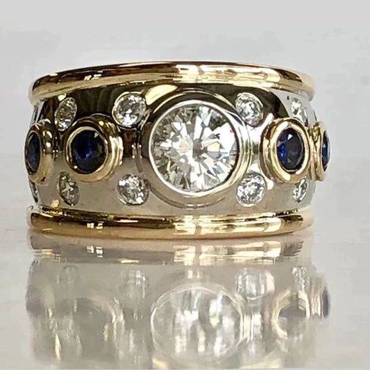Antique Gold Inlay Zirconia Ring
