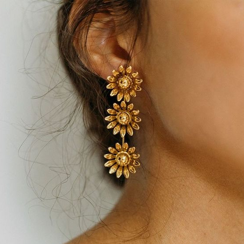 Retro Sunflower Drop Earrings