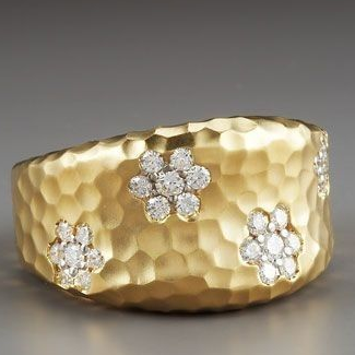 Retro Golden Zirconia Inlay Ring