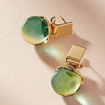Retro Green Crystal Gold Earrings
