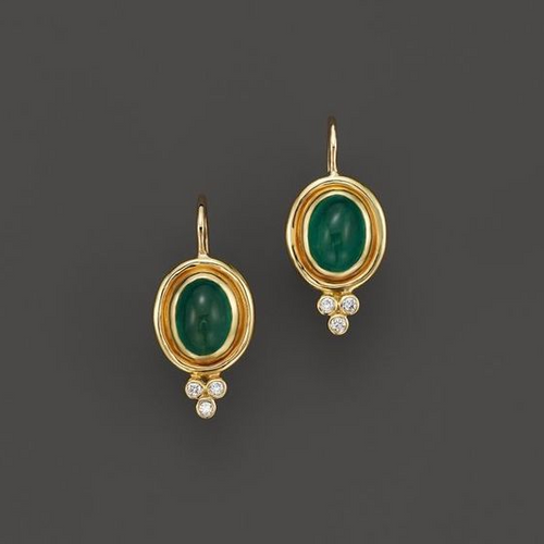Retro Golden Greenstone Earrings