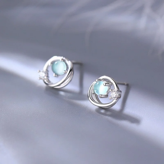 Retro Moonstone Crystal Earrings