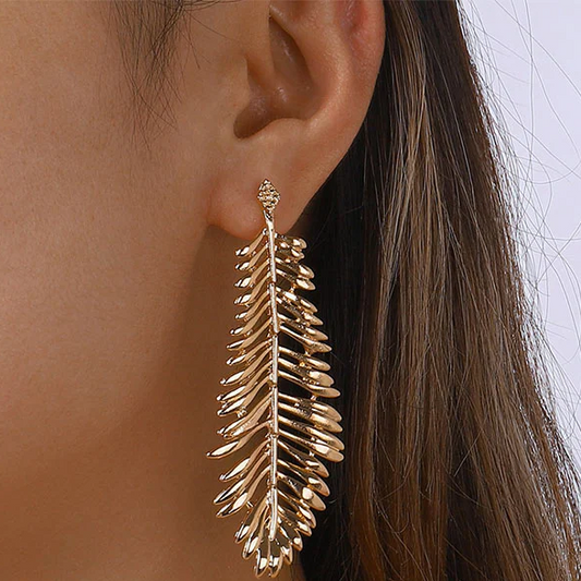 Retro Gold Leaf Dangle Earrings