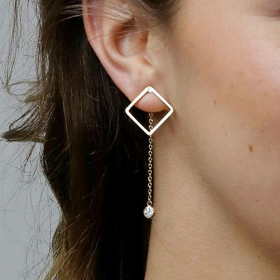 Retro Silver Square Earrings