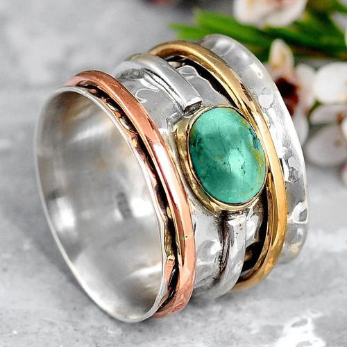 Retro Gold and Silver Gemstone Ring