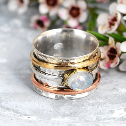 Retro Gold and Silver Gemstone Ring