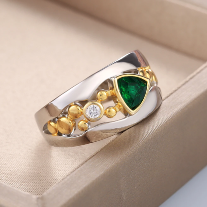 Retro Emerald Glass Ring