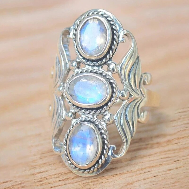 Classic Triple Moonstone Ring