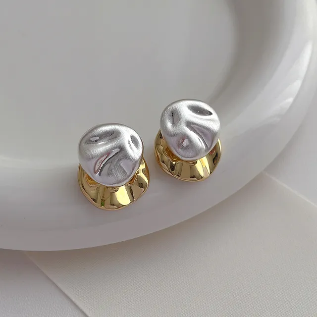 Retro Gold and Silver Asymmetrical Earrings