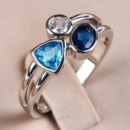 Antique Blue Inlaid Crystal Ring
