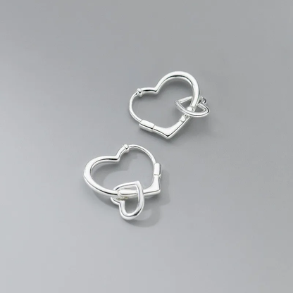 Antique Silver Heart-Shaped Earrings