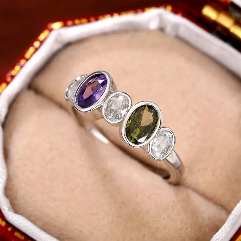 Vintage Ring with Purple Olive Inlay