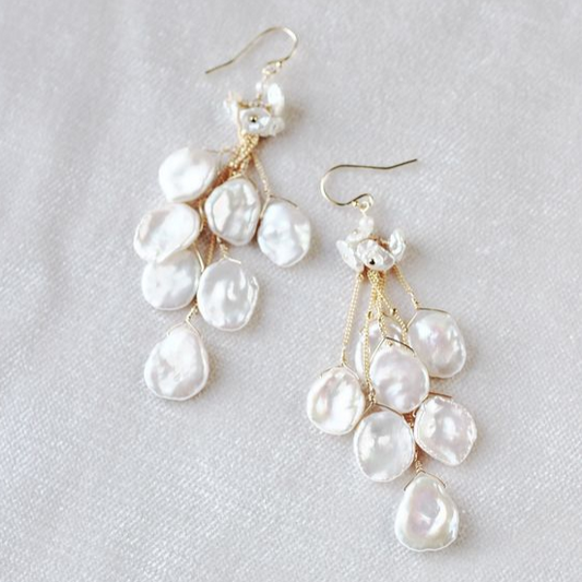 Chic Baroque White Petal Earrings