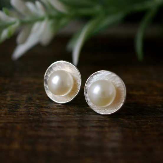 Chic Lunar Pearl Drop Earrings