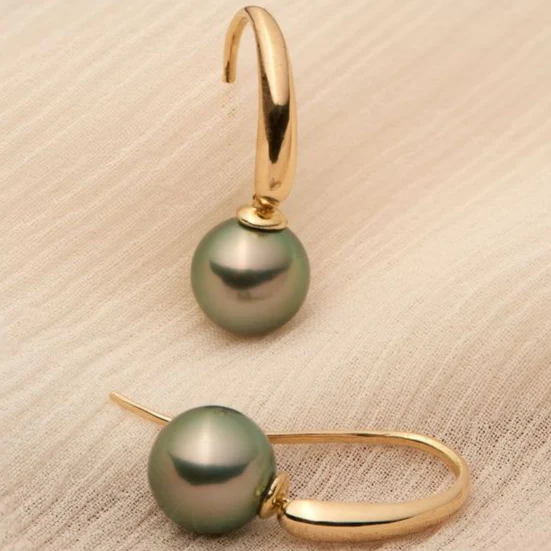 Chic Olive Pearl Drop Earrings