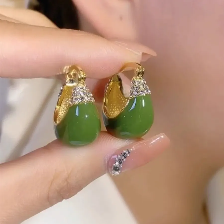 Chic Bright Green Basket Earrings