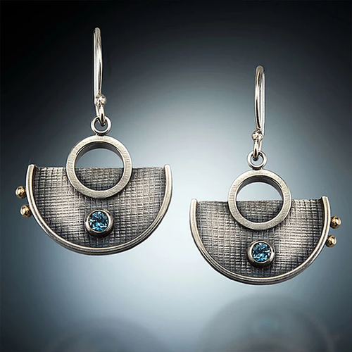 Retro Crescent Silver Earrings