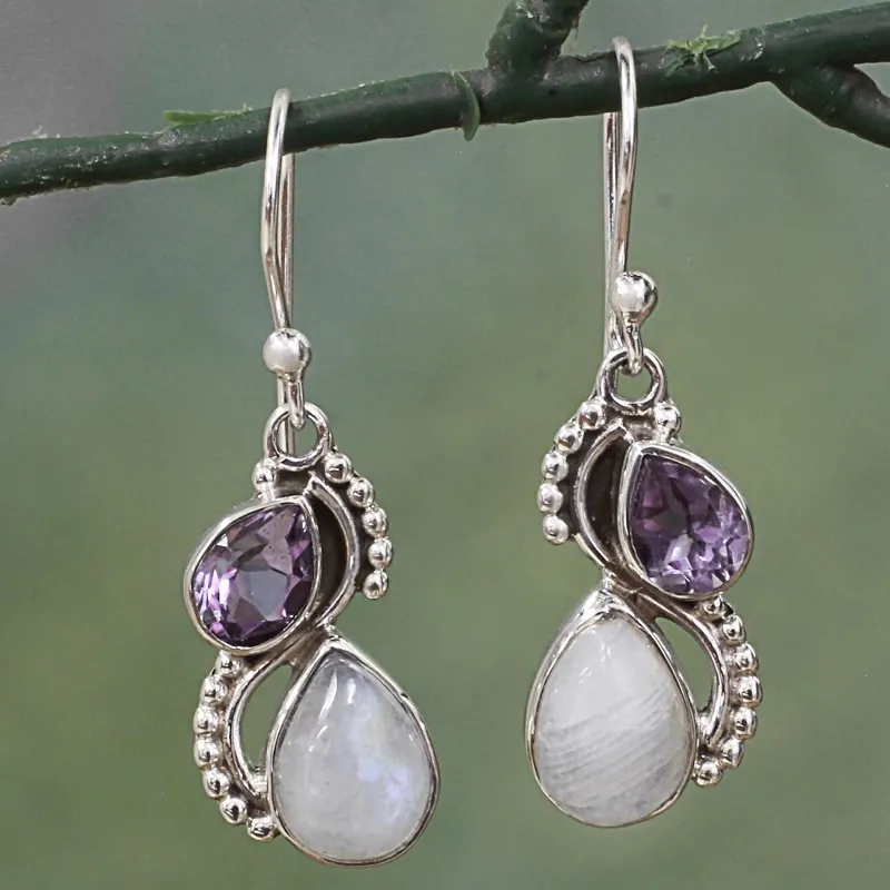 Retro Purple Moonstone Earrings