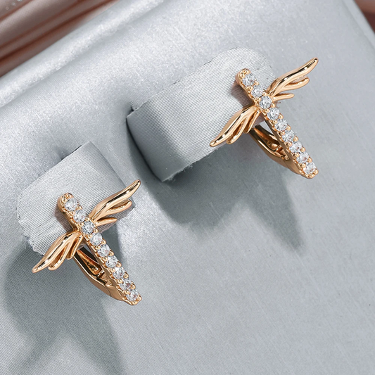 Chic Gold Radiant Dragonfly Earrings