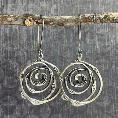 Retro Silver Maze Earrings