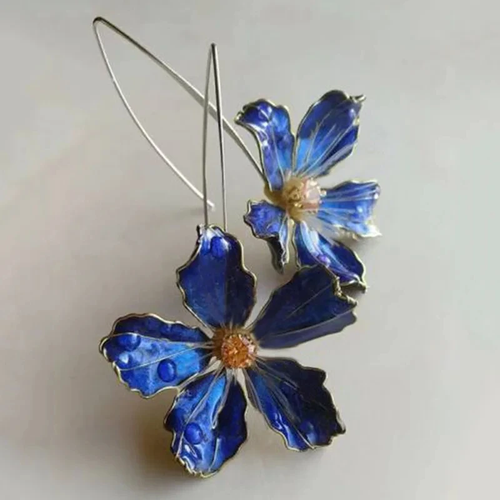 Retro Floral Blue Earrings
