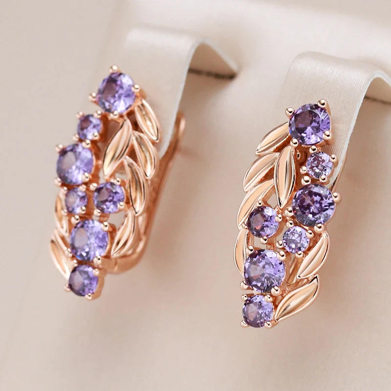 Chic Bright Purple Crystal Earrings
