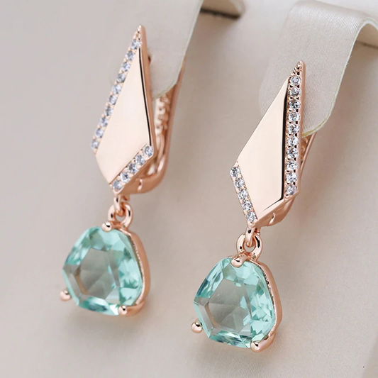 Chic Turquoise Crystal Drop Earrings
