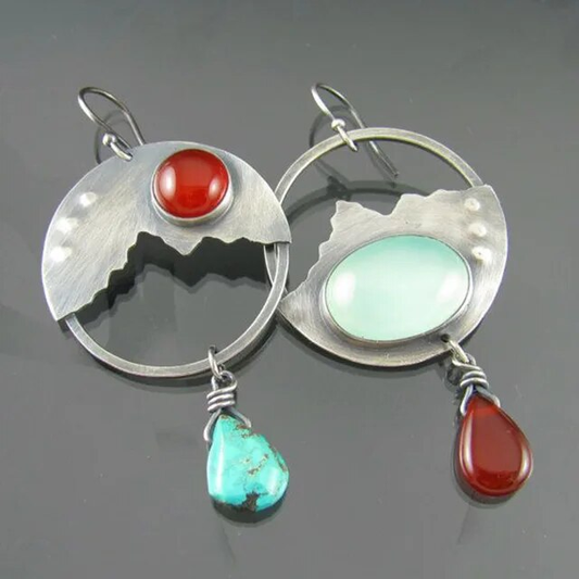 Retro Cutout Landscape Earrings