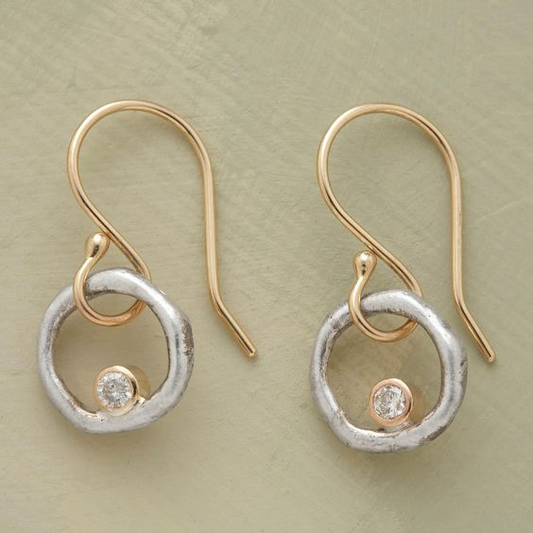 Retro Gold and Silver Zirconia Earrings