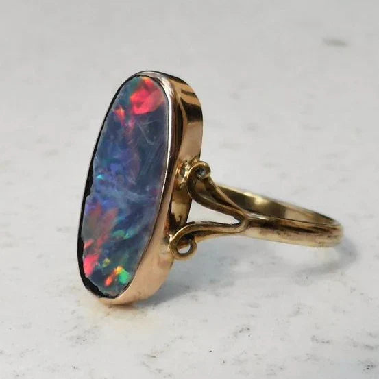 Retro Multicolored Opal Ring