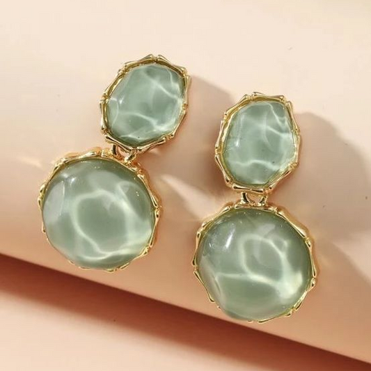 Retro Ocean Green Crystal Earrings