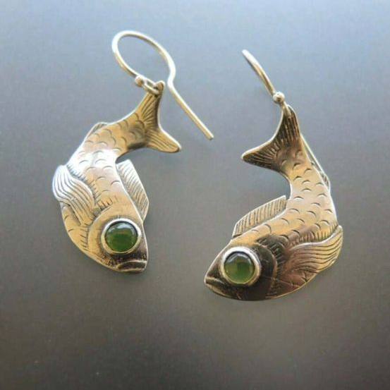 Antique Silver Koi Fish Earrings