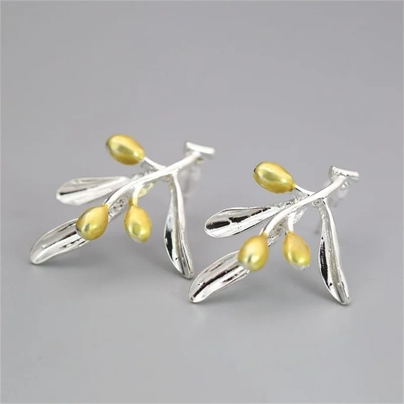 Retro Silver and Gold Bean Earrings