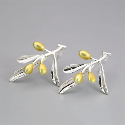 Retro Silver and Gold Bean Earrings