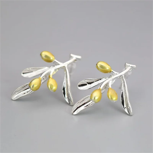Retro Silver and Gold Bean Earrings