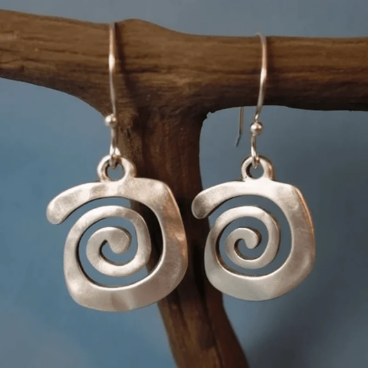 Antique Silver Labyrinth Earrings