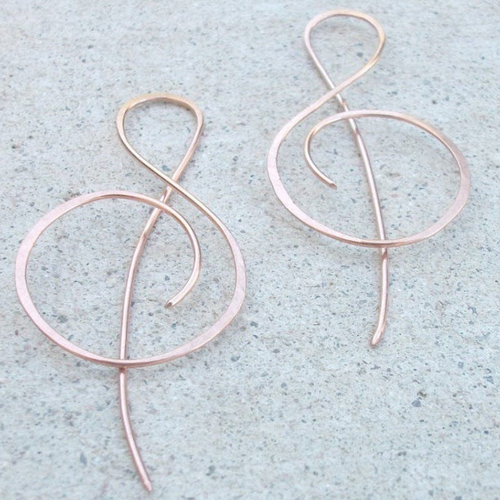 Retro Rose Gold Musical Note Earrings