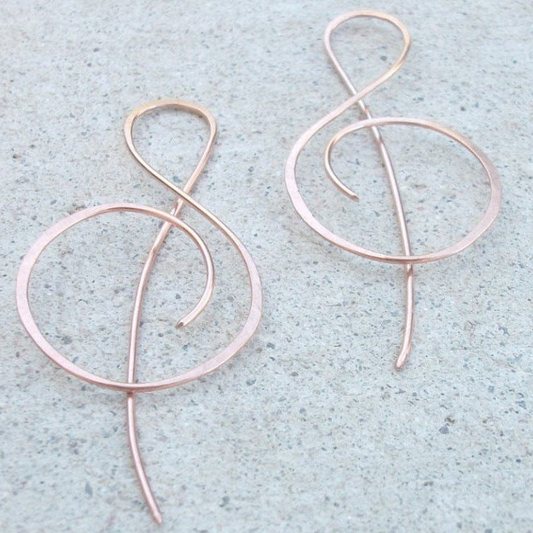 Retro Rose Gold Musical Note Earrings