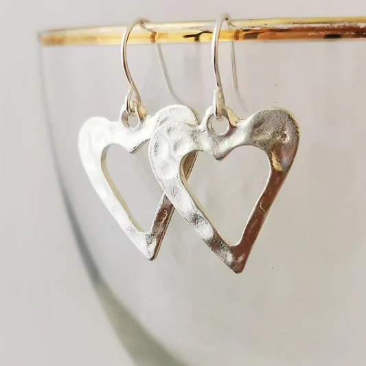 Classic Silver Heart-Shaped Earrings