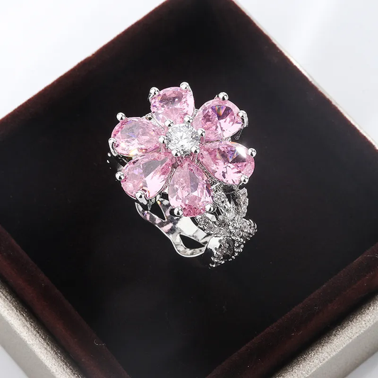 Retro Pink Floral Ring