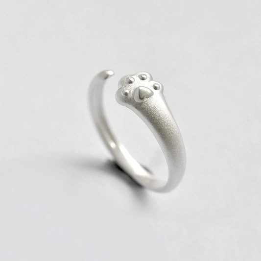 Classic Silver Paw Print Ring