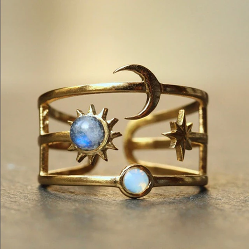 Retro Celestial Gold Ring