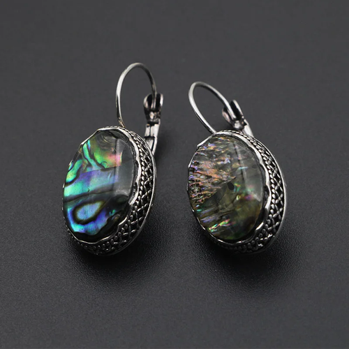 Retro Round Chromatic Gemstone Earrings