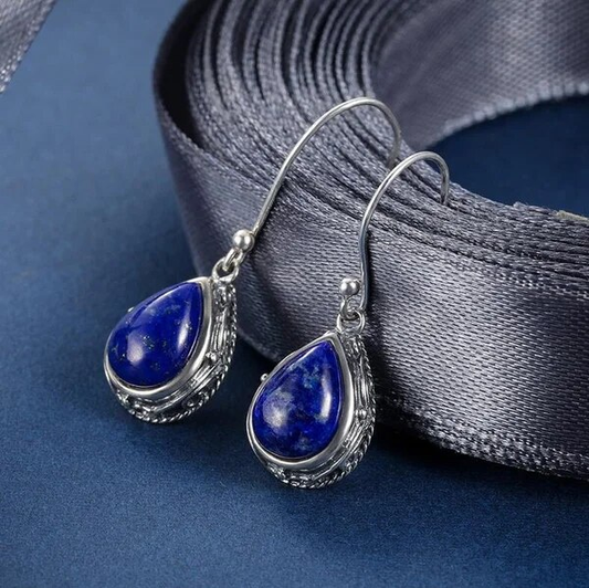 Retro Blue Dangle Earrings