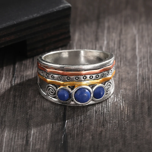 Antique Silver Ring with Blue Opal