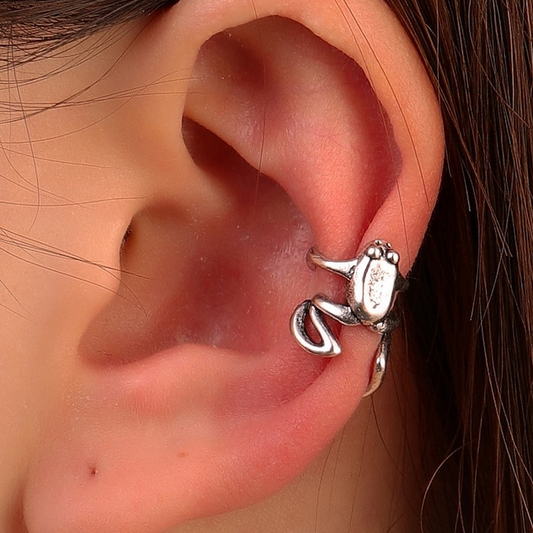 Retro Silver Frog Earrings