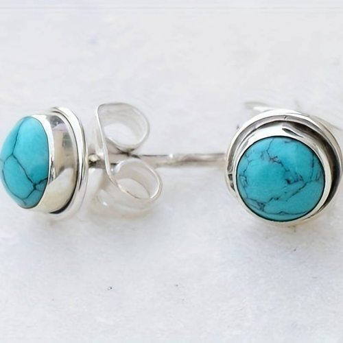 Retro Inlaid Blue Gemstone Earrings