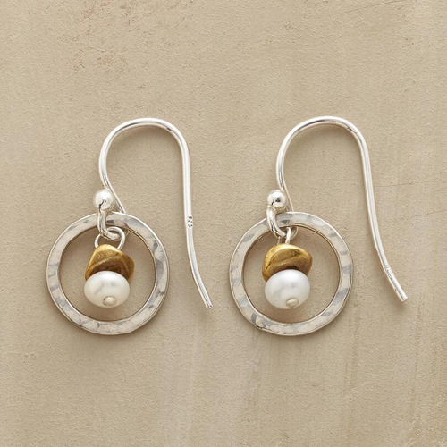 Classic Silver and Pearl Earrings with a Vintage Round Design
