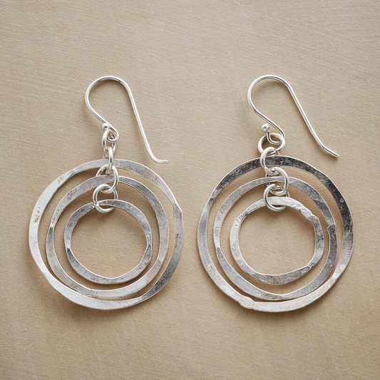 Retro Curved Spiral Silver Earrings